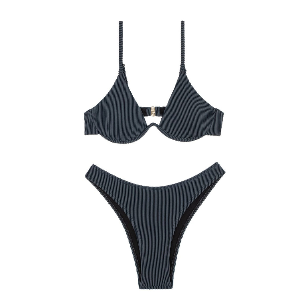 Damen Triangel-Bikini mit gestreifter Textur Echo Archiv