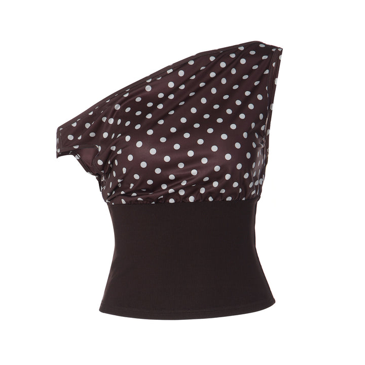 Damen Asymmetrisches Polka-Dot Oberteil Echo Archiv