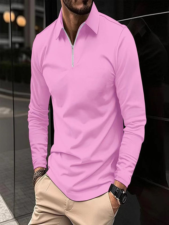 Herren Langarmshirt mit Reißverschluss und modernem Kragen Echoarchiv