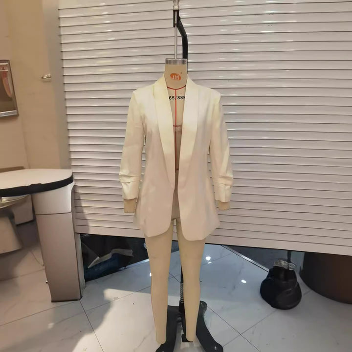 Damen lässiger Oversize-Blazer mit Schalkragen, offenem Schnitt und 3/4-Ärmeln – Valéne