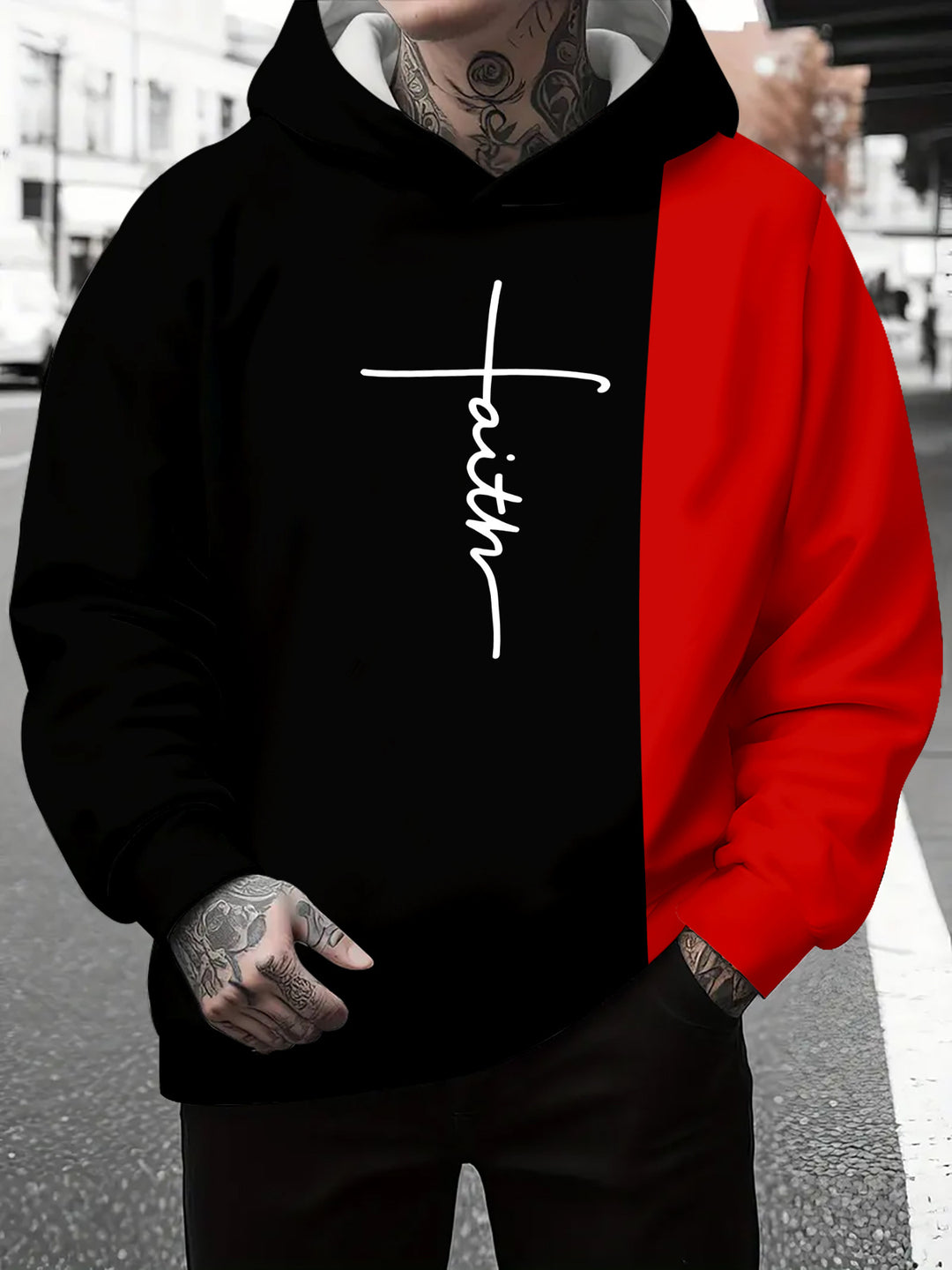 Herren Kapuzenpullover mit subtiler Farbverlauf-Optik und inspirierendem Schriftzug Echoarchiv