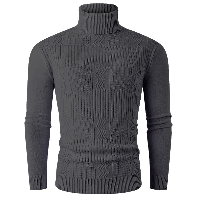 Herren Rollkragenpullover aus Feinstrick mit strukturiertem Jacquardmuster und tailliertem Schnitt Echo Archiv