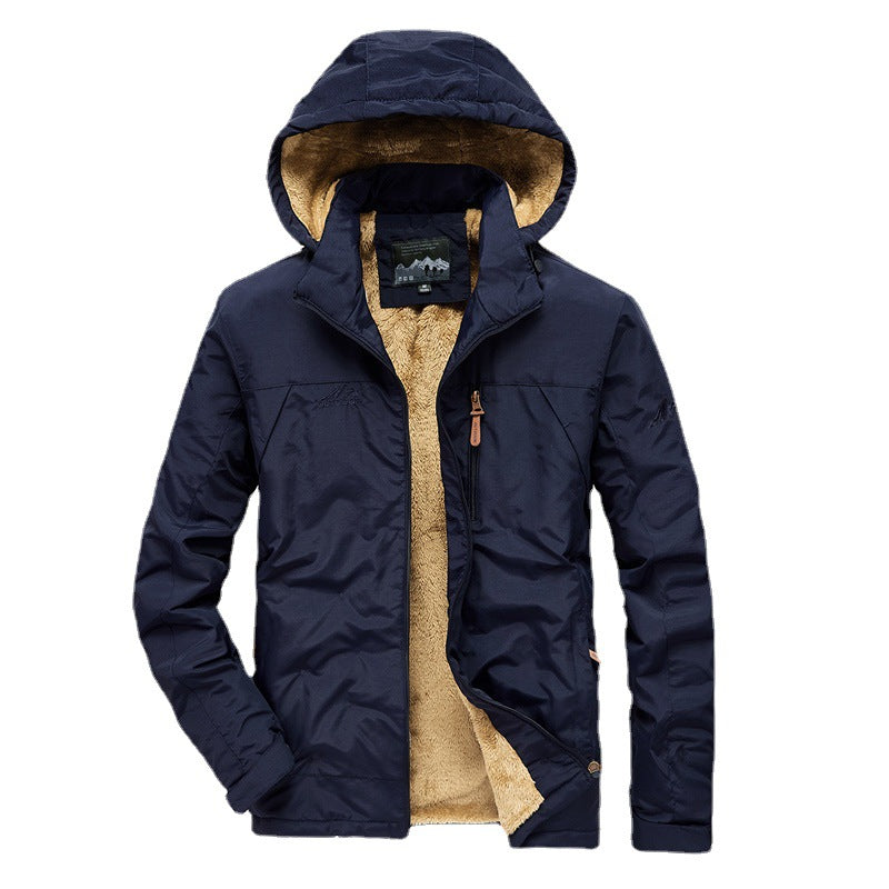 Herren Winddichte Kapuzenjacke mit vollem Sherpa-Innenfutter und Reißverschluss‑Taschen Echo Archiv