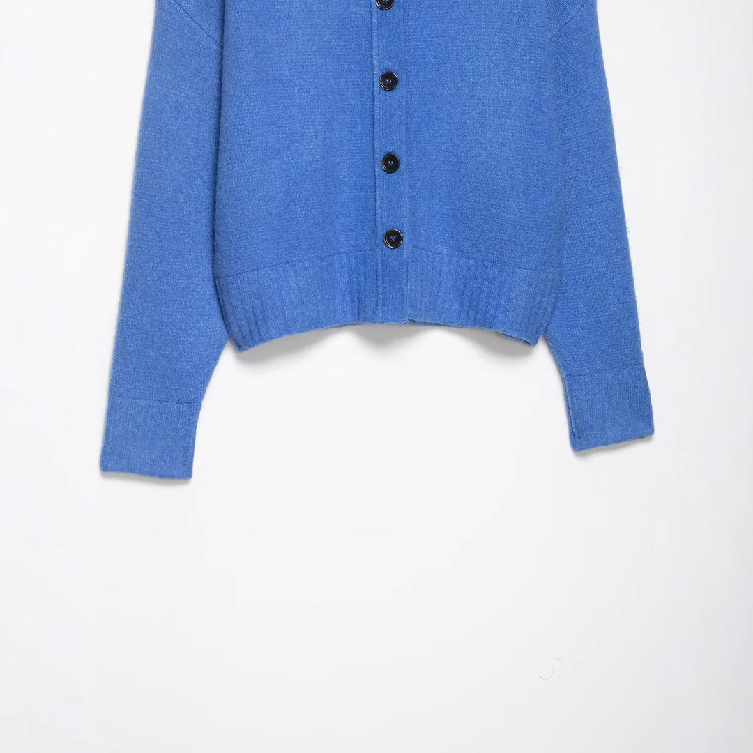 Damen Cropped-Cardigan mit kastiger Silhouette, Rippenbund und Rundhalsausschnitt Echoarchiv