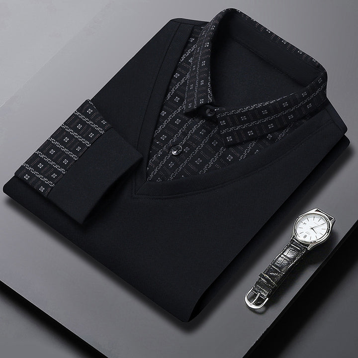 Herren elegantes Poloshirt mit strukturiertem Kragen und innovativer Knopfleiste Echoarchiv