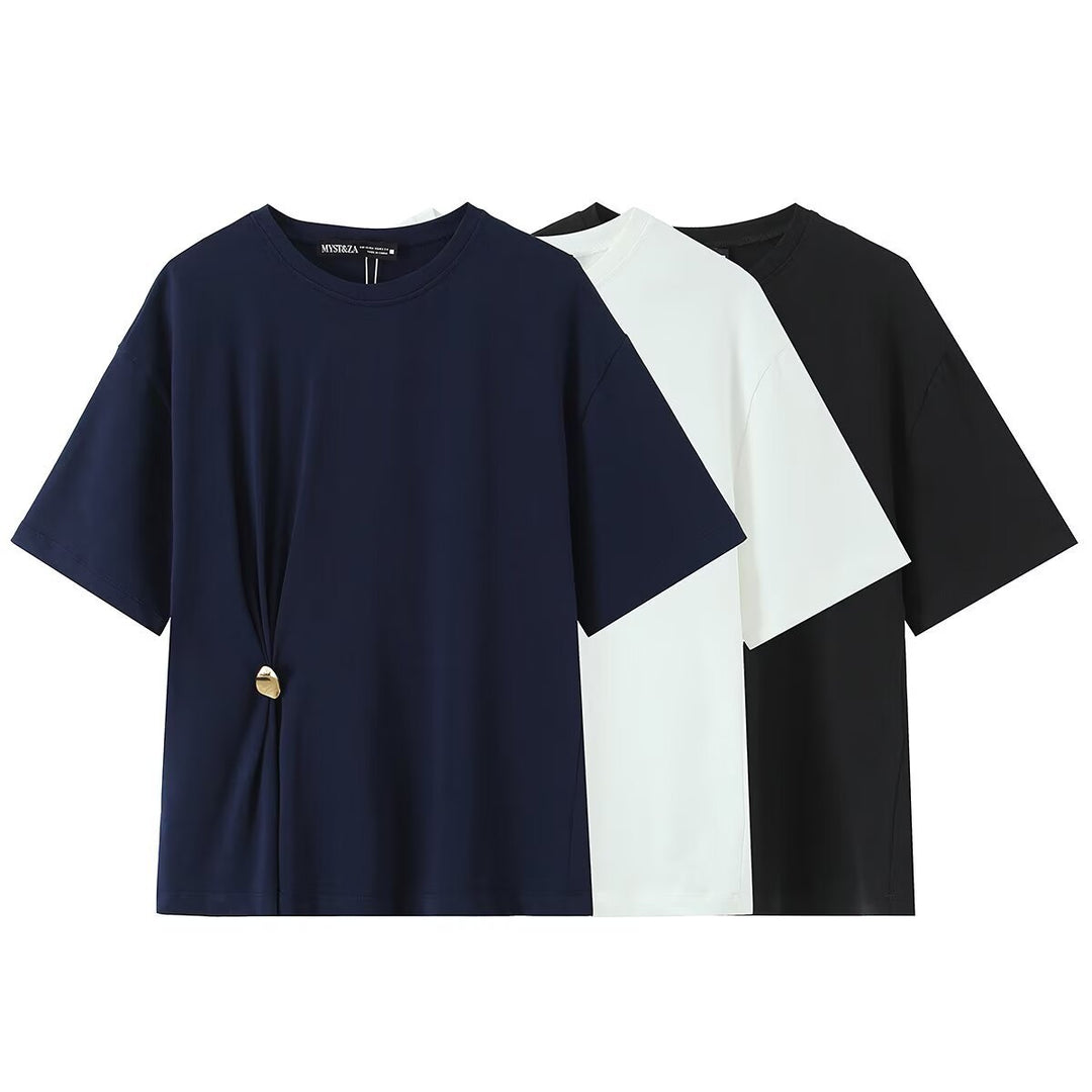 Damen lässiges T-Shirt mit elegantem Knotendetail Echo Archiv