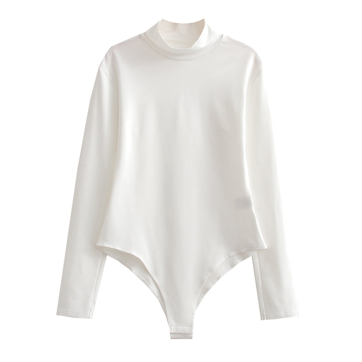 Damen Langarmbody mit Stehkragen aus dehnbarem Stretchstoff – Bodéline