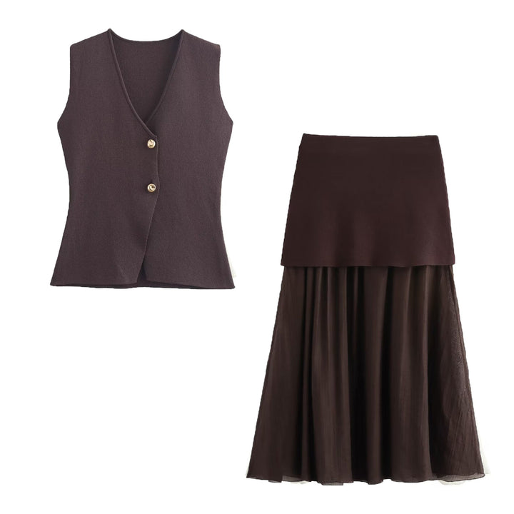 Damen Zweilagiger Chiffon-Maxirock mit glattem Hüftbesatz und A‑Linien‑Fall Echo Archiv