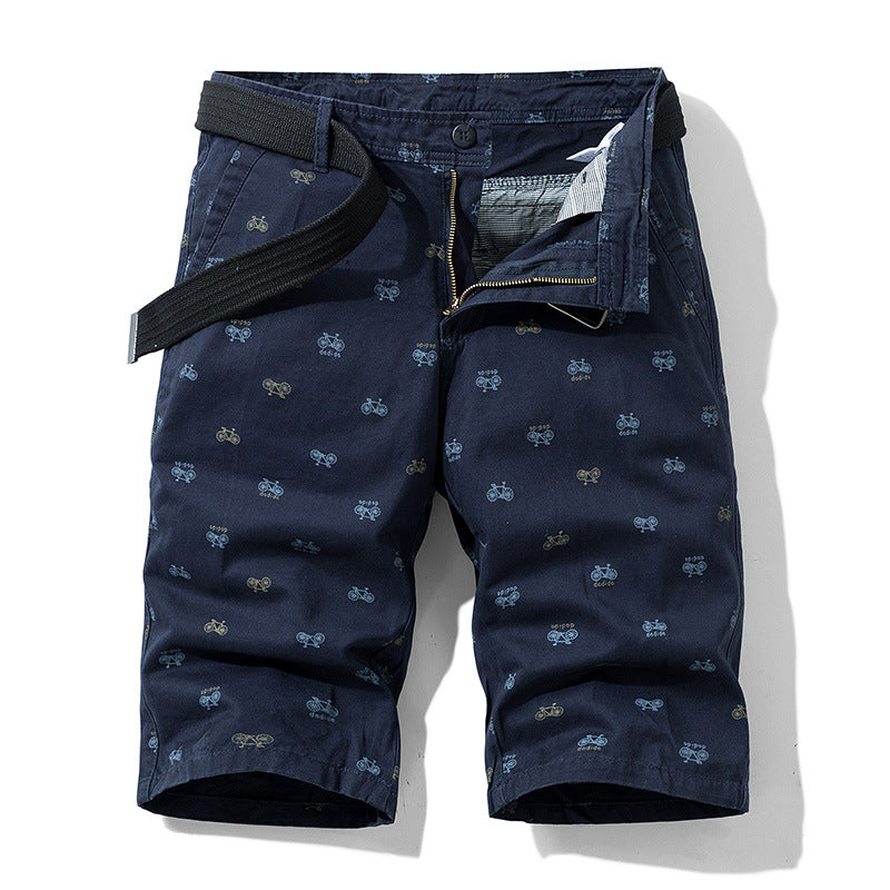 Herren Cargo-Shorts mit trendigem Fahrradmuster und verstellbarem Bund Echoarchiv