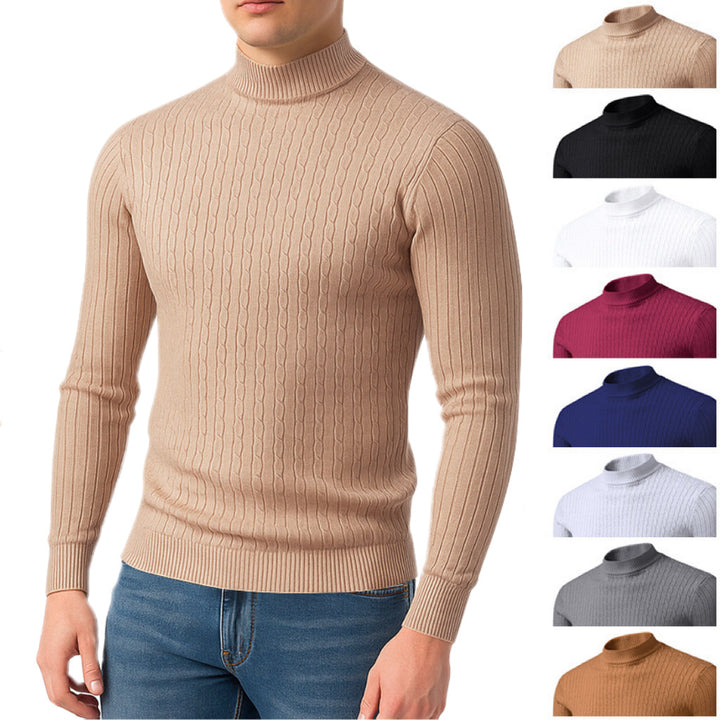 Herren Rollkragenpullover mit strukturiertem Zopfmuster und bequemem Schnitt Echoarchiv