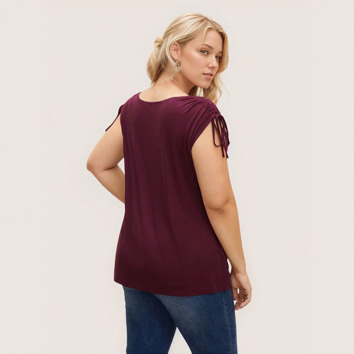 Damen elegantes Oberteil mit lässigem Drapierung und seitlichen Bindebändern Echo Archiv