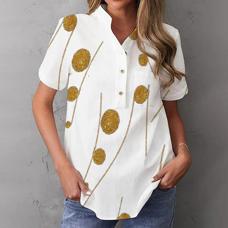 Damen elegante und florale Bluse mit Knopfdetail Echo Archiv