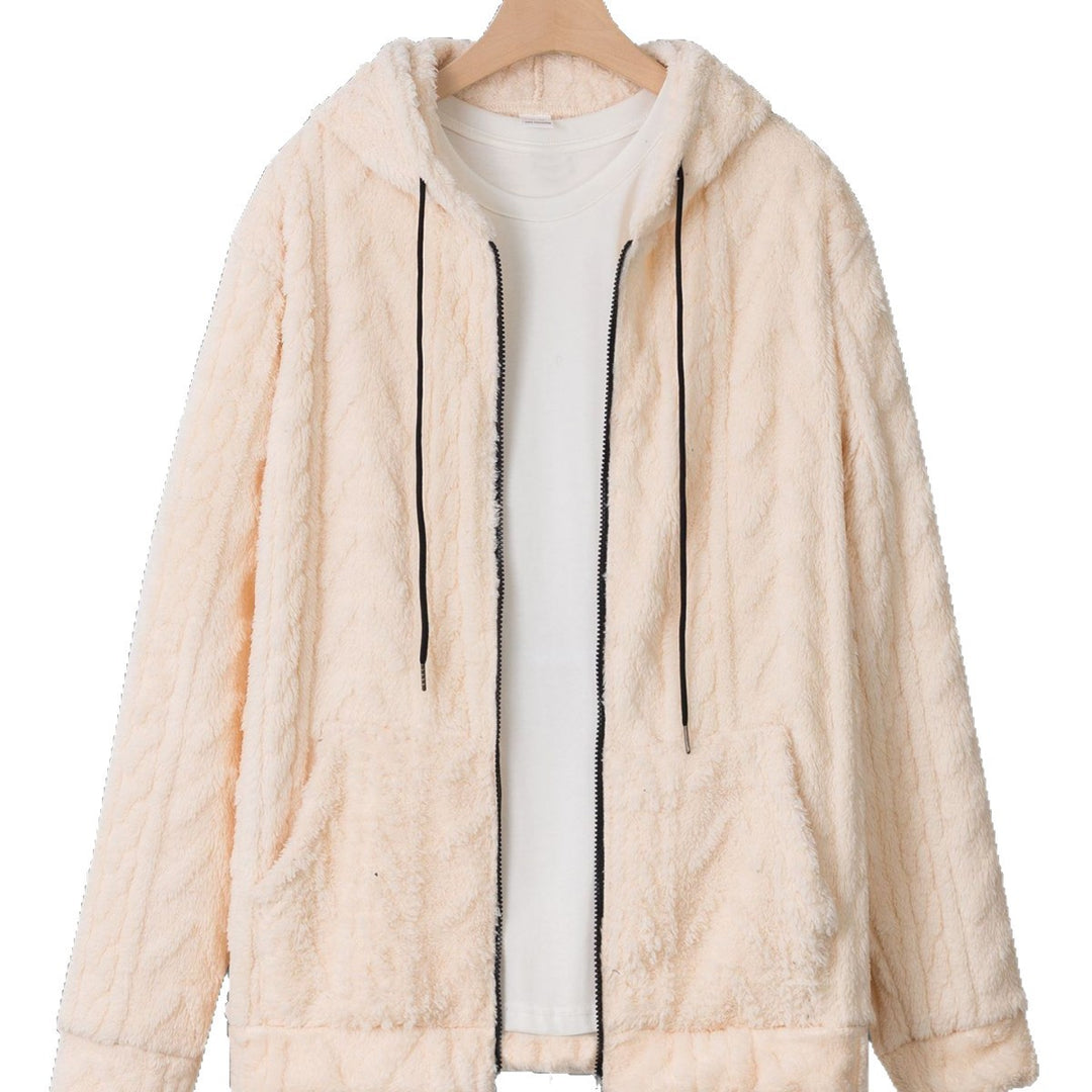 Herren kuschelige Kapuzenjacke aus Teddyfleece mit durchgehendem Reißverschluss und Kängurutaschen – Cavarno