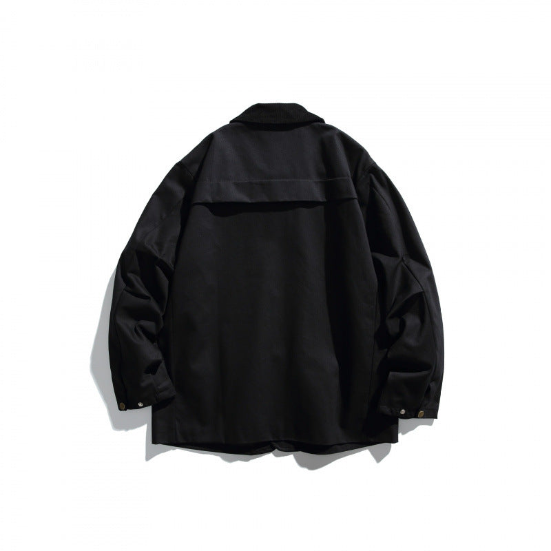 Herren Canvas-Chorejacke mit Cordkragen und Druckknopffront Echo Archiv
