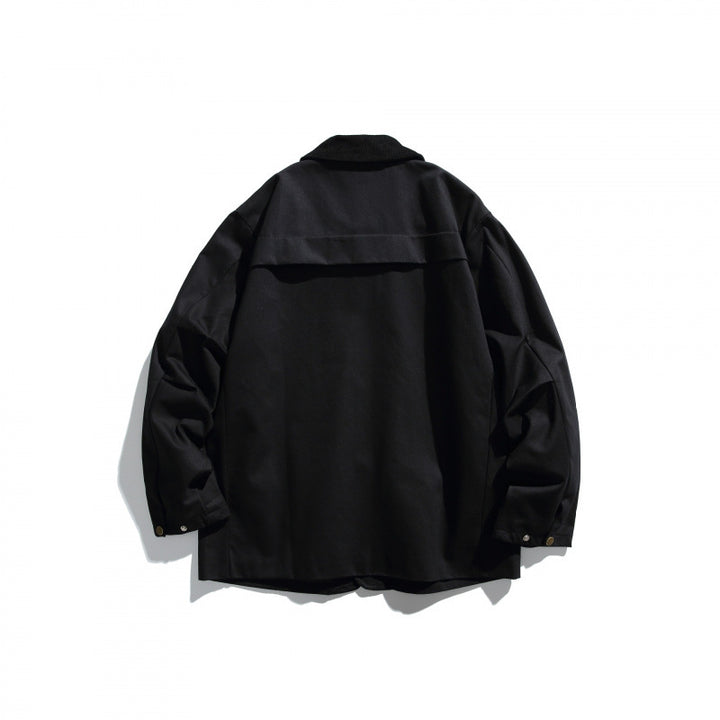Herren Canvas-Chorejacke mit Cordkragen und Druckknopffront Echo Archiv