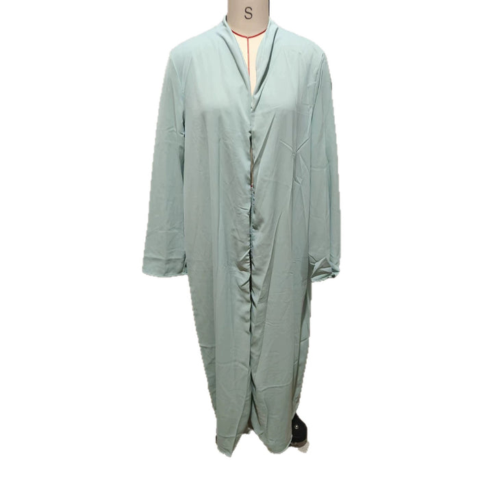 Damen Langer Kaftan‑Mantel mit fließender V‑Ausschnitt Drapierung – Valéora