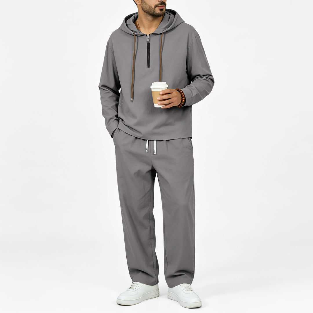 Herren Leichter Halbzip-Kapuzenpullover im Relaxed-Fit mit Kordelzug Echoarchiv