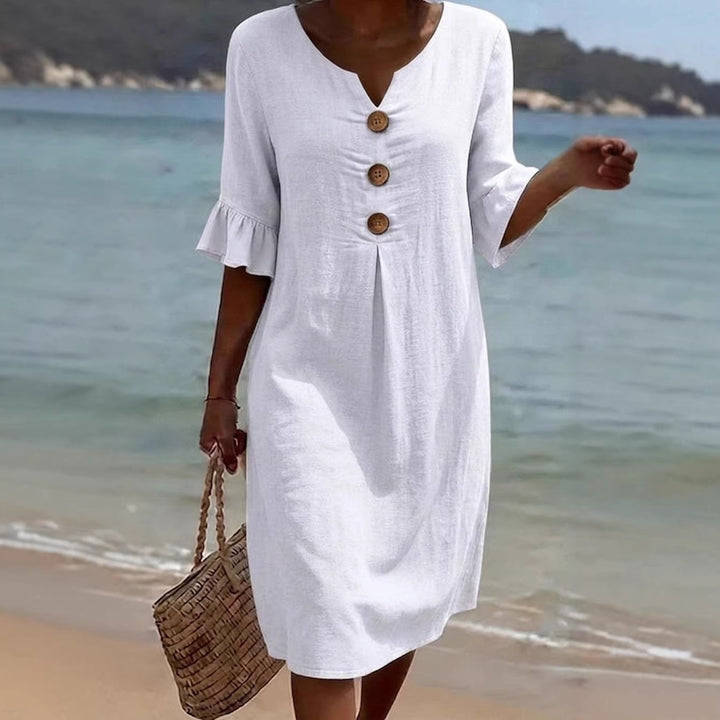 Damen Leichtes Sommerkleid mit Knopfdetails Echo Archiv