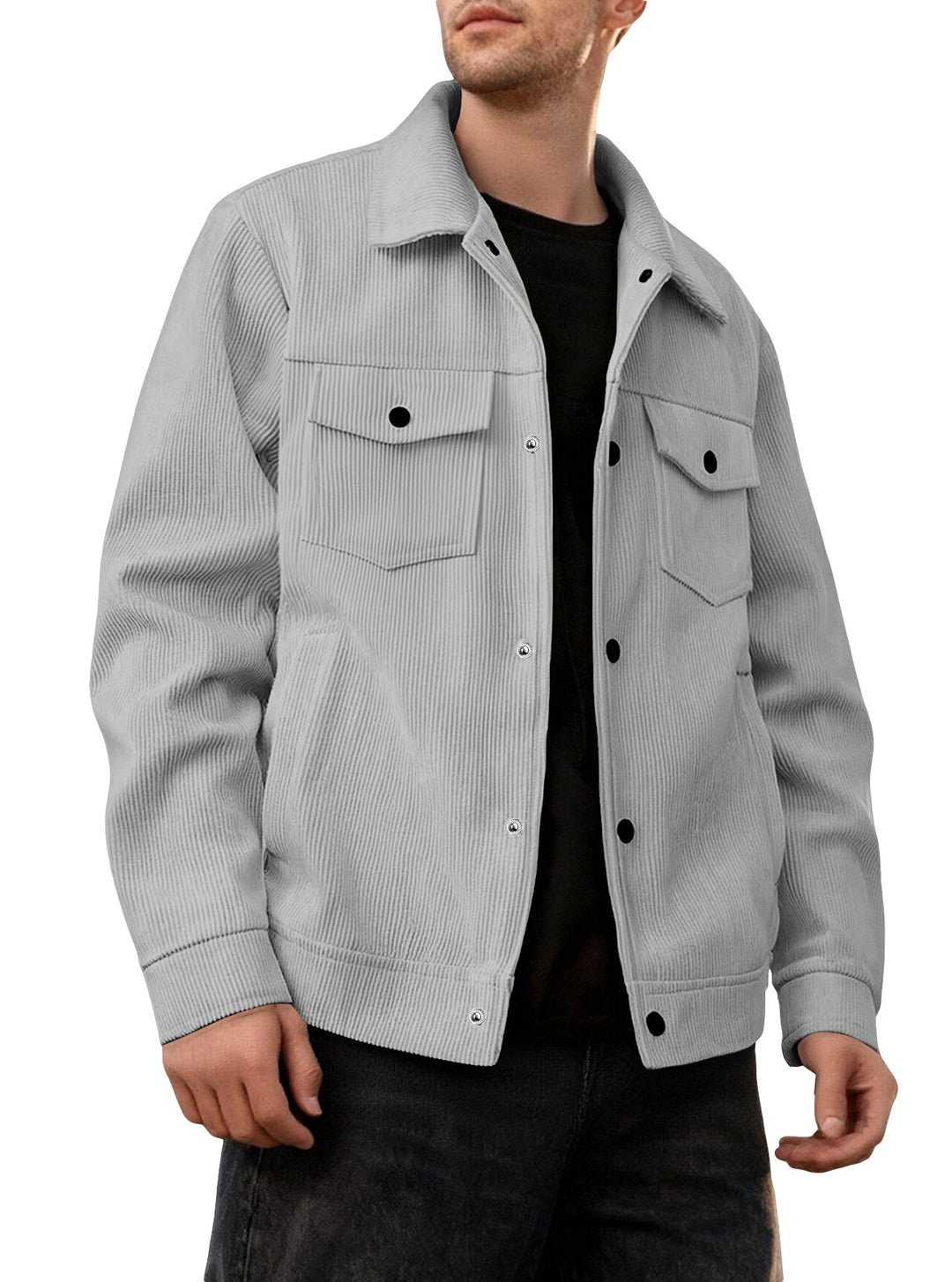 Herren nan Cordjacke im klassischen Arbeiterjacken-Schnitt mit Druckknöpfen und Brusttaschen Echo Archiv