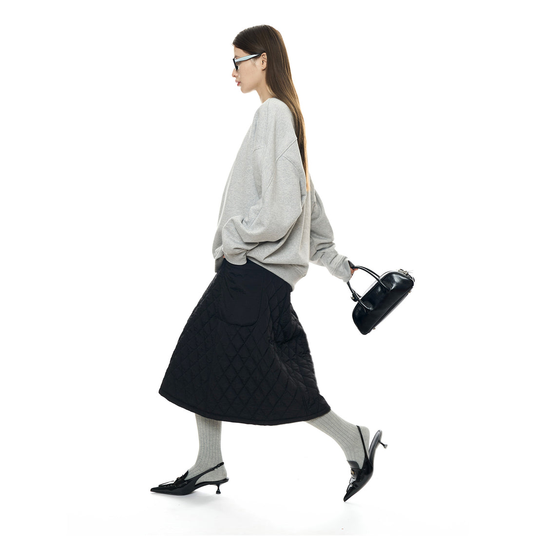 Damen Oversize‑Sweatshirt aus French‑Terry mit überschnittener Schulter und elastischem Saum Echoarchiv