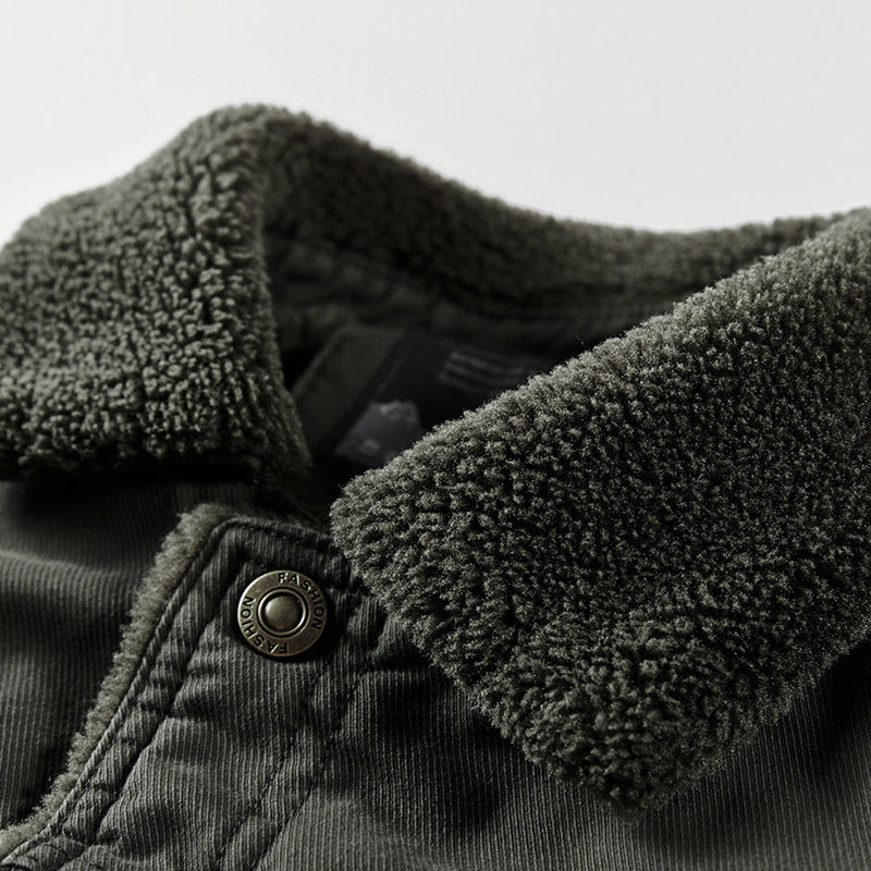 Herren robuster Canvas-Fieldblouson mit wärmender Sherpa-Innenlage und Hemdkragen Echoarchiv