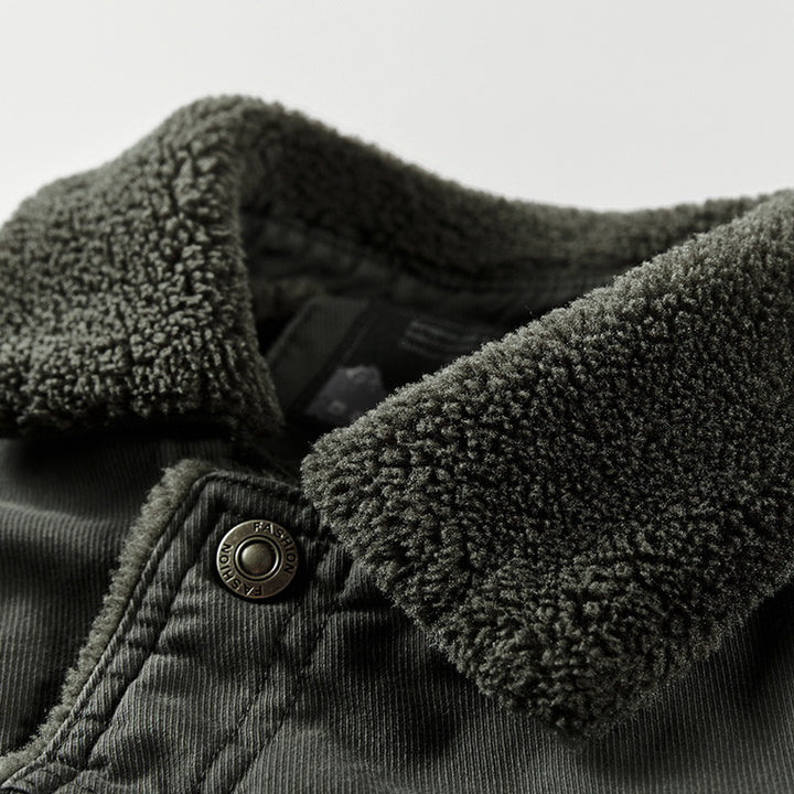 Herren robuster Canvas-Fieldblouson mit wärmender Sherpa-Innenlage und Hemdkragen Echoarchiv