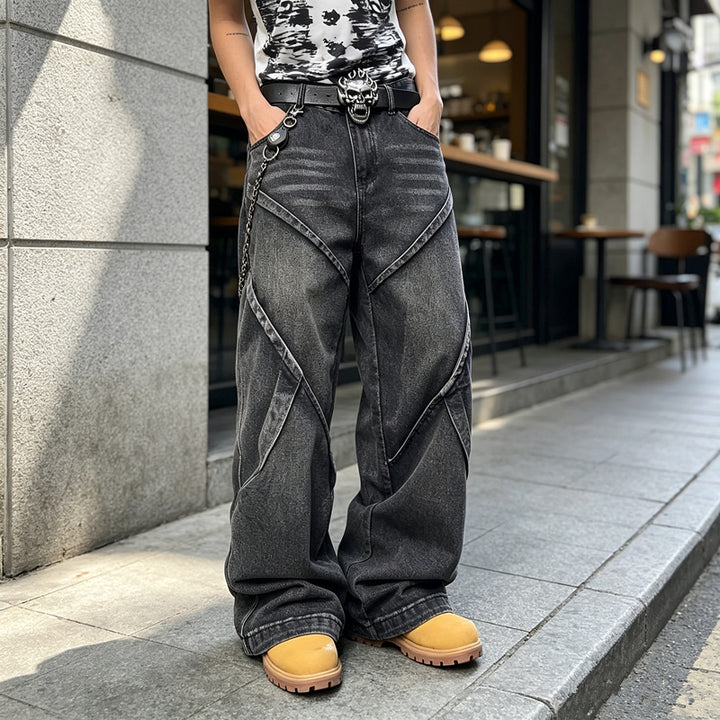 Damen Modische Baggy-Jeans mit einzigartigen Nähte Echoarchiv