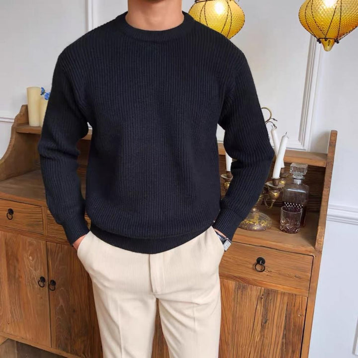 Herren Grobstrickpullover mit Rundhalsausschnitt – Norvane