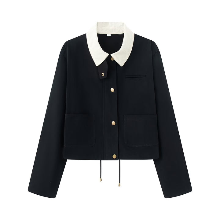 Damen Cropped-Fieldjacke mit Cordkragen, Druckknopfleiste und Tunnelzug Echo Archiv