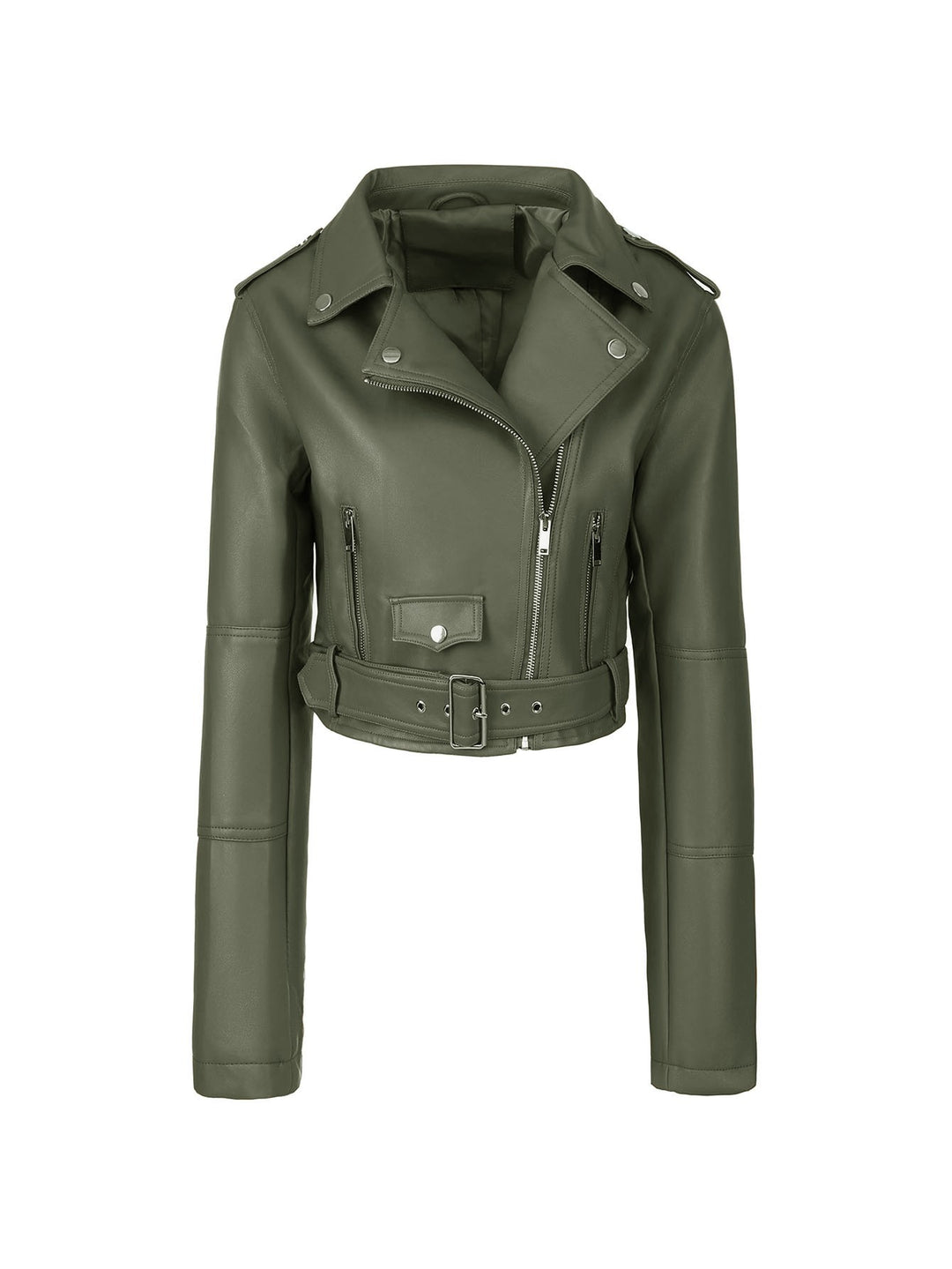 Damen Modische Bikerjacke mit Gürtel Echo Archiv