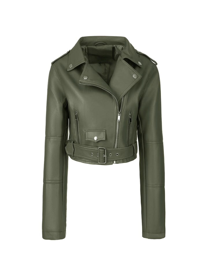 Damen Modische Bikerjacke mit Gürtel Echo Archiv