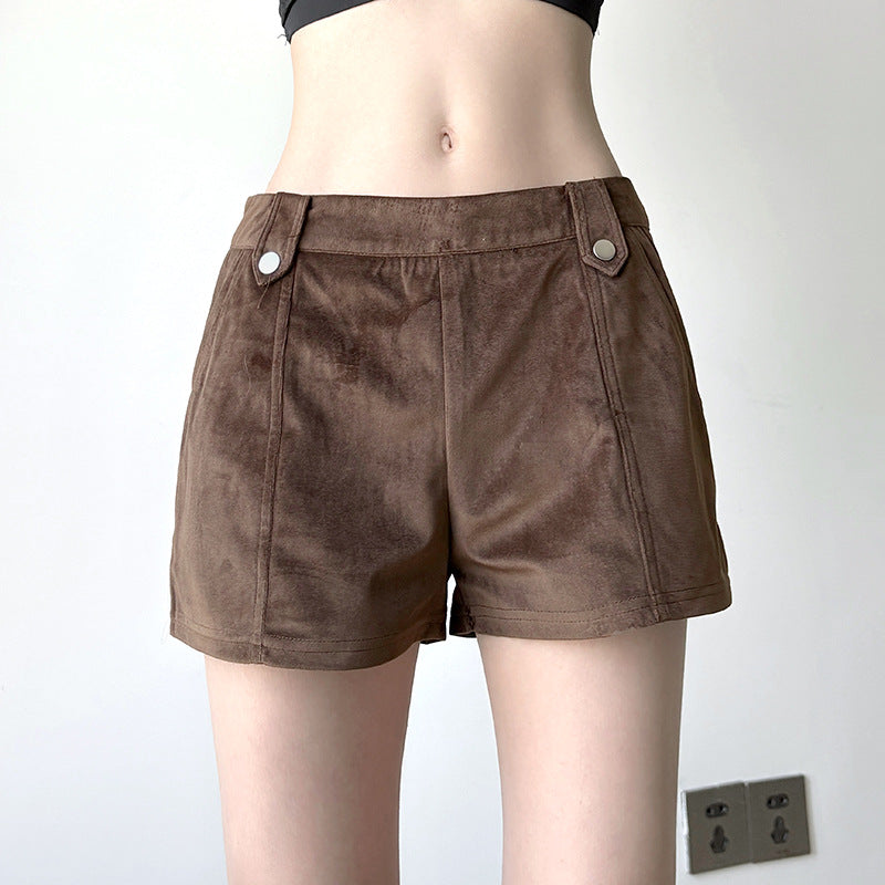 Damen modische Kunstleder Shorts mit eleganten Details Echo Archiv