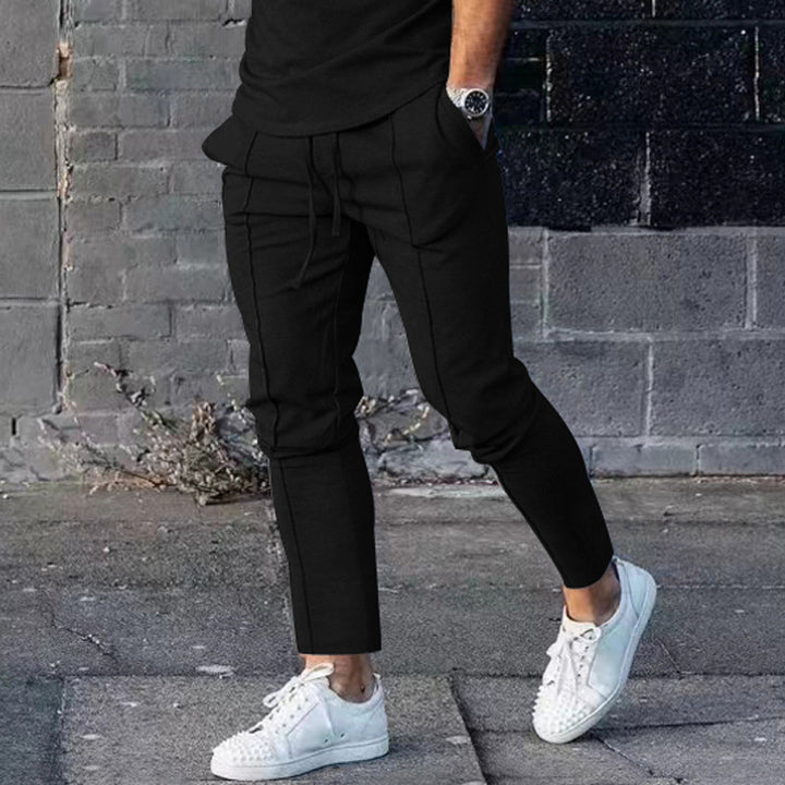 Herren stylische Freizeithose mit verstellbarem Kordelzug und seitlichen Eingrifftaschen Echoarchiv