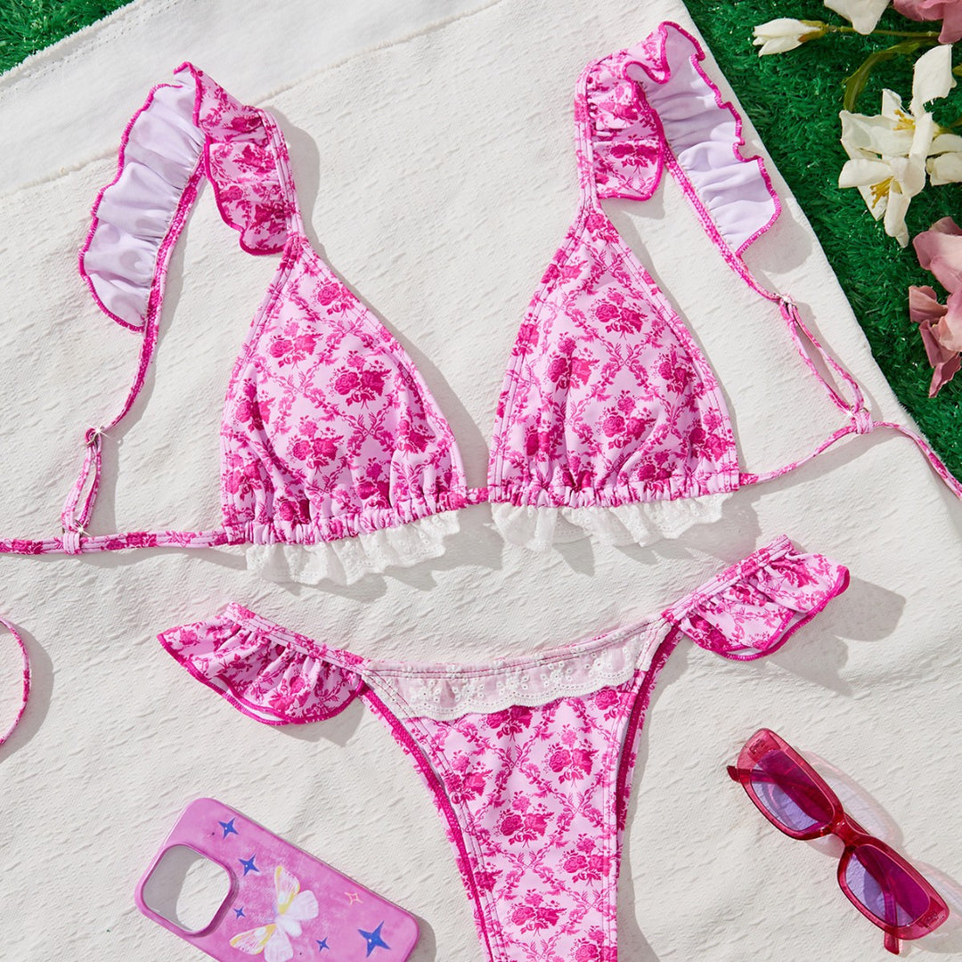 Damen Triangel-Bikini mit verspielten Rüschendetails Echo Archiv