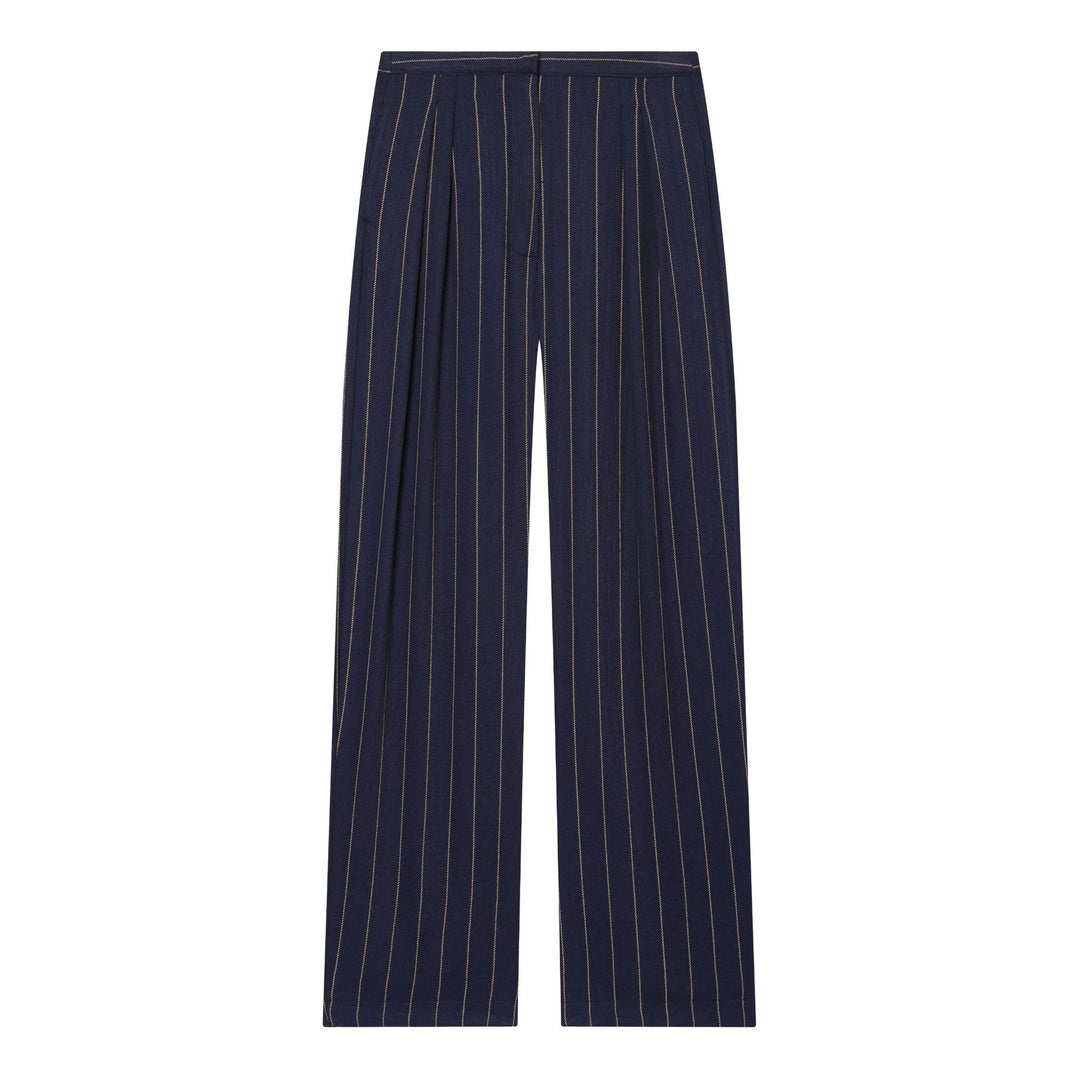Damen 20+ weite High‑Waist Palazzo‑Hose mit Bügelfalte und Nadelstreifen Echo Archiv