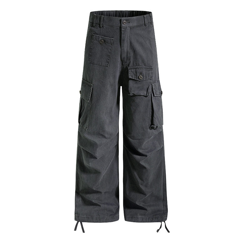 Damen weite Cargo-Hose im Utility-Stil mit Multifunktions-Taschen und Saum-Tunnelzug Echoarchiv