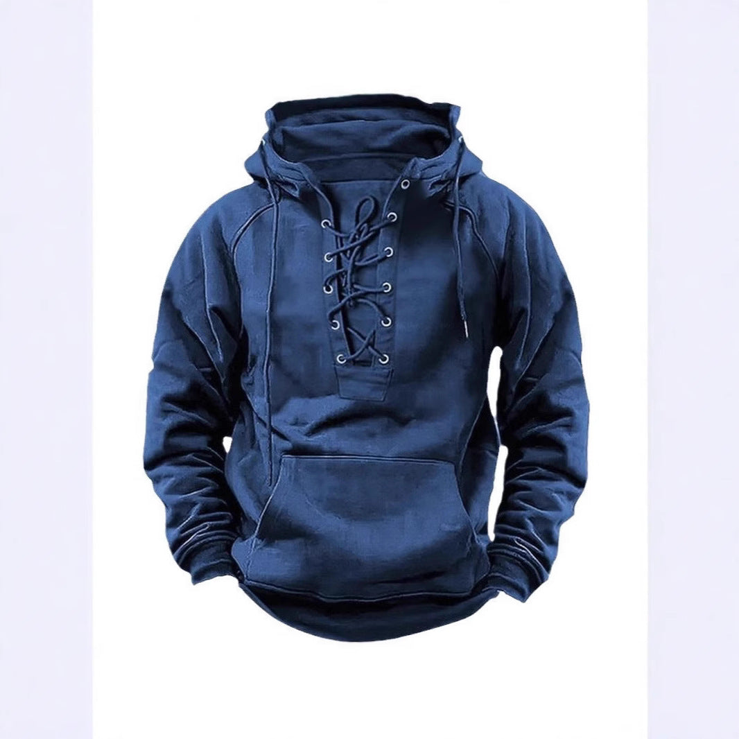 Herren Kapuzenpullover mit innovativem Schnürdesign und weichem Innenfutter Echoarchiv