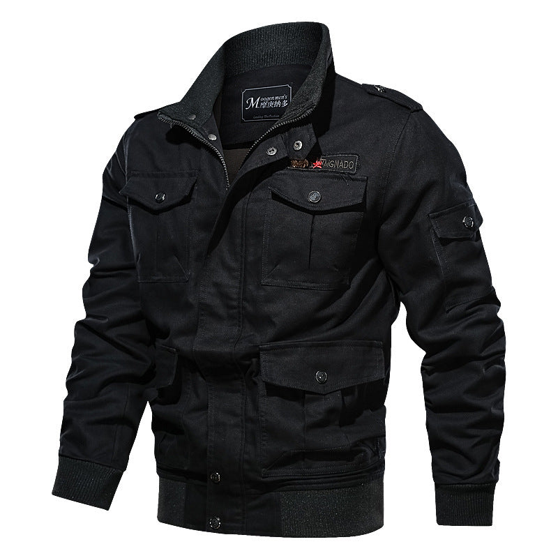 Herren Kurzer Canvas-Fieldblouson im Military‑Stil mit Mehrfachtaschen und Rippbündchen – Taviero