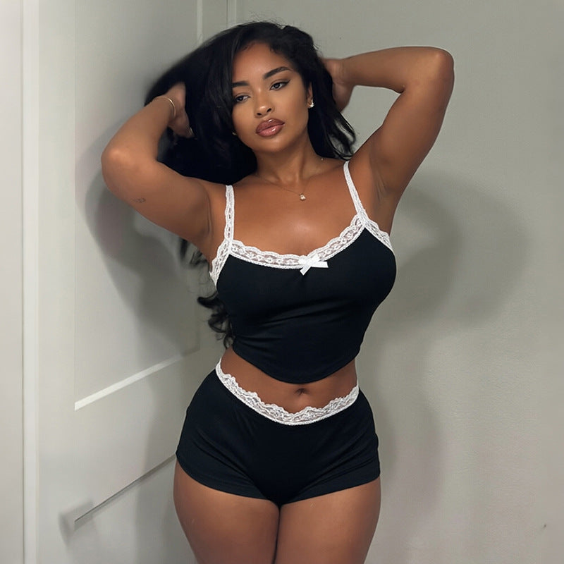 Damen Set aus Spitzen-Top und Shorts Echo Archiv