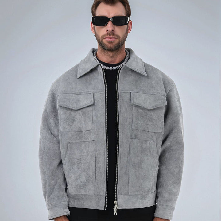 Herren Suede-Jacke mit Echoarchivrnen Taschen Echoarchiv