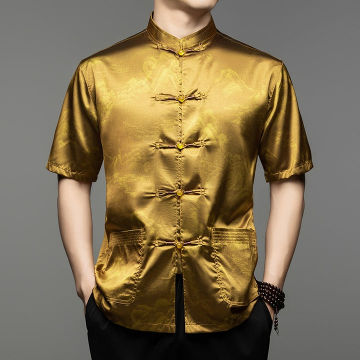 Herren Seidenhemd mit traditionellem asiatischem Muster Echoarchiv