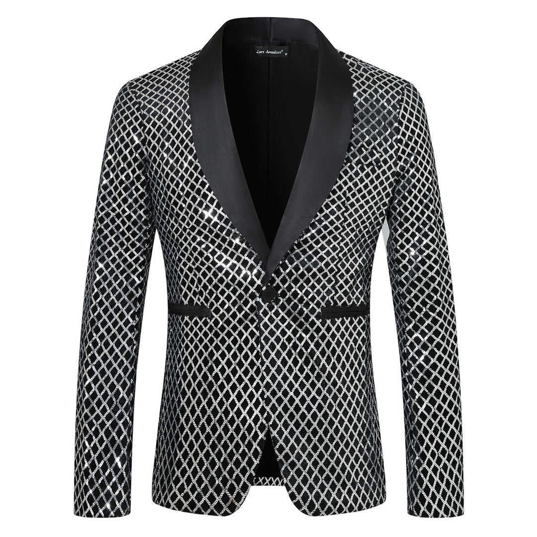 Herren Funkelnder Paillettenblazer mit elegantem Schnitt Echoarchiv
