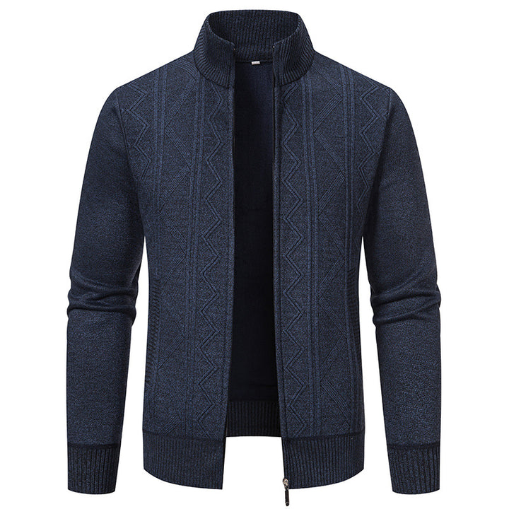 Herren Strickjacke mit modernem Reißverschluss und dekorativem Muster Echoarchiv
