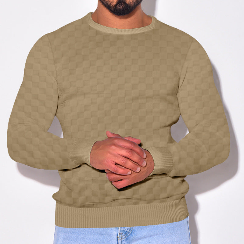 Herren lässiger Pullover aus atmungsaktivem Strickmaterial mit modernem Karomuster und Rippbündchen Echoarchiv