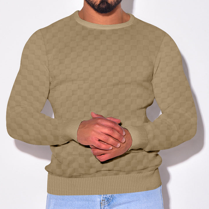 Herren lässiger Pullover aus atmungsaktivem Strickmaterial mit modernem Karomuster und Rippbündchen Echoarchiv
