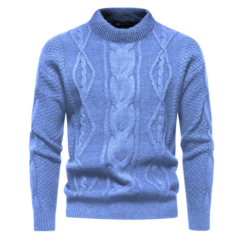 Herren Feinstrick-Pullover mit kurzem Stehkragen und Zopfstrickstruktur Echo Archiv