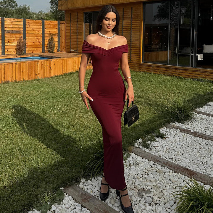 Damen Elegantes Schulterfreies Maxikleid mit figurbetontem Schnitt Echo Archiv