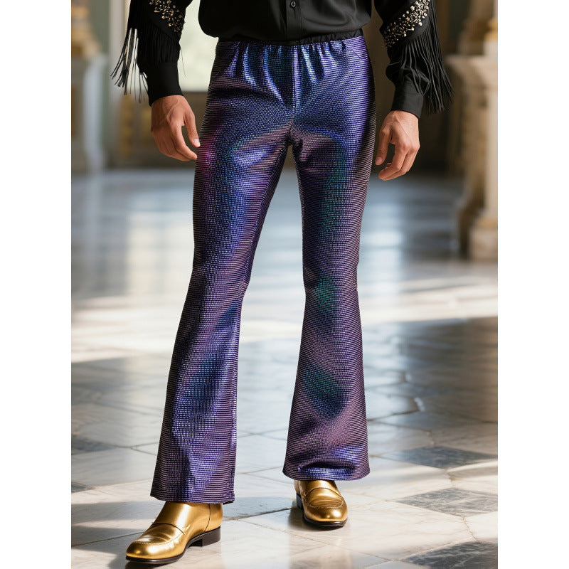 Herren Glitzernde Discohose mit weitem Bein und elastischem Bund Echoarchiv