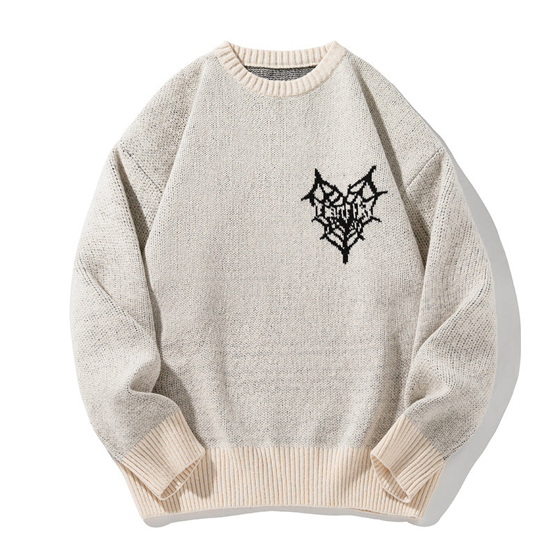 Unisex Oversize Strickpullover mit Logointarsie, Rundhals und gerippten Bündchen Echo Archiv