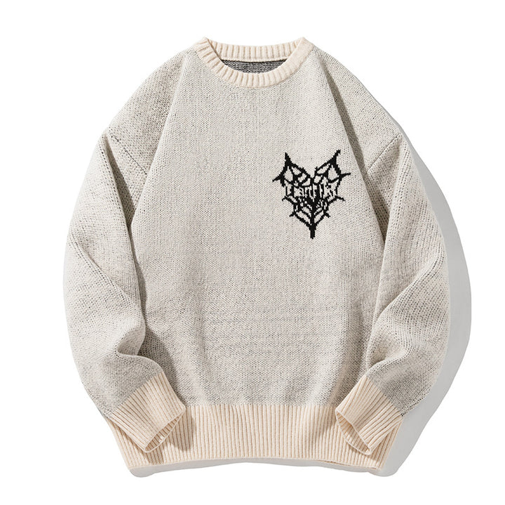 Unisex Oversize Strickpullover mit Logointarsie, Rundhals und gerippten Bündchen Echo Archiv